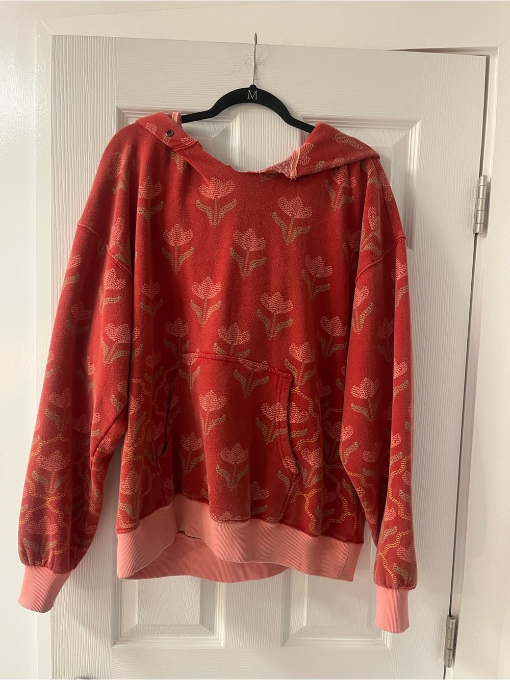 Free People Coral Floral Jacquard Hoodie